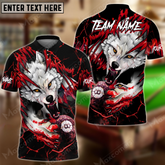 Maxcorners Billiard Ball 8 Bloody Wolf Multicolor Options Personalized Name, Team Name 3D Polo Shirt (4 Colors)