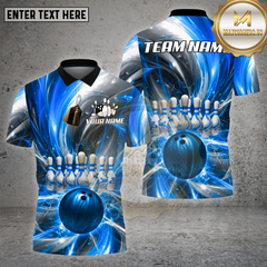Maxcorners Bowling Shirt β Red Lightning Strike Ball & Pins Explosion 3D Design β Personalized Name, Team Name 3D Shirt
