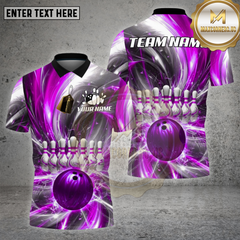 Maxcorners Bowling Shirt β Red Lightning Strike Ball & Pins Explosion 3D Design β Personalized Name, Team Name 3D Shirt