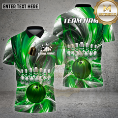 Maxcorners Bowling Shirt β Red Lightning Strike Ball & Pins Explosion 3D Design β Personalized Name, Team Name 3D Shirt
