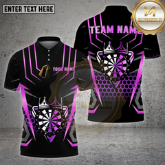 Maxcorners Darts Shirt โ Gold Crown Target Honeycomb 3D Design โ Multi Options Personalized Name, Team Name 3D Shirt