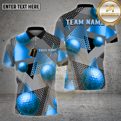 Maxcorners Golf Shirt β Gold Geometric Pattern with 3D Golf Balls β Personalized Name, Team Name Polo