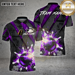 Maxcorners Bowling Shirt β Red Black Slash Explosion Strike Ball & Pins 3D Design β Personalized Name, Team Name 3D Shirt