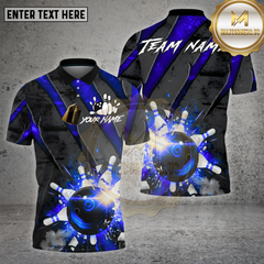 Maxcorners Bowling Shirt β Red Black Slash Explosion Strike Ball & Pins 3D Design β Personalized Name, Team Name 3D Shirt
