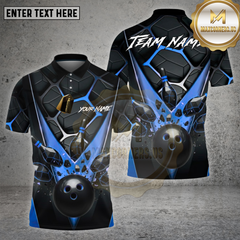 Maxcorners Bowling Shirt β Copper Hexagon Pattern with 3D Strike Ball & Pins β Personalized Name, Team Name 3D Shirt