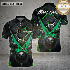Maxcorners Bowling Shirt β Copper Hexagon Pattern with 3D Strike Ball & Pins β Personalized Name, Team Name 3D Shirt