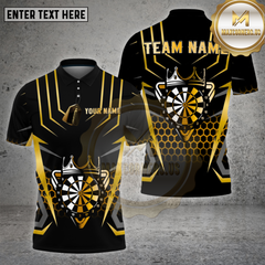 Maxcorners Darts Shirt โ Gold Crown Target Honeycomb 3D Design โ Multi Options Personalized Name, Team Name 3D Shirt