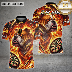 Maxcorners Dartboard Fire Bulldog Flame Art Design Multi Options Personalized Name Team Name 3D Shirt