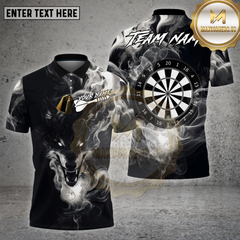 Maxcorners Darts Shirt Smoke Wolf Dartboard Shadow Style Multioptions Personalized Name, Team Name Unisex 3D Shirt