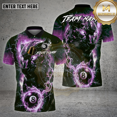 Maxcorners Billiards Shirt Electric Panther Lightning 8 Ball Multioptions Personalized Name, Team Name Unisex 3D Shirt