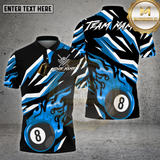 Maxcorners Billiards Shirt Golden Flame 8 Ball Lightning Strike Multioptions Personalized Name, Team Name Unisex 3D Shirt