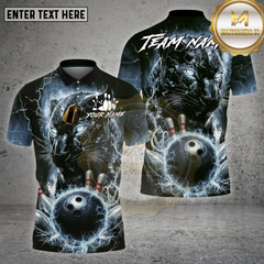 Maxcorners Bowling Shirt Electric Panther Lightning Bowling Strike Multioptions Personalized Name, Team Name Unisex 3D Shirt