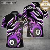 Maxcorners Billiards Shirt Golden Flame 8 Ball Lightning Strike Multioptions Personalized Name, Team Name Unisex 3D Shirt