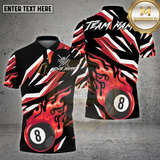 Maxcorners Billiards Shirt Golden Flame 8 Ball Lightning Strike Multioptions Personalized Name, Team Name Unisex 3D Shirt