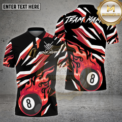 Maxcorners Billiards Shirt Golden Flame 8 Ball Lightning Strike Multioptions Personalized Name, Team Name Unisex 3D Shirt
