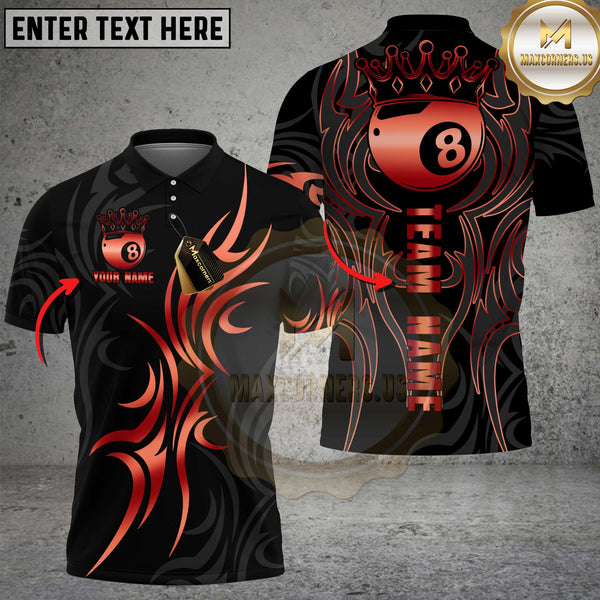 Maxcorners Billiards Shirt Royal Crown Gold 8 Ball Multioptions Personalized Name, Team Name Unisex 3D Shirt