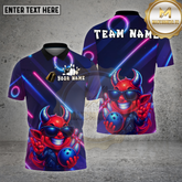 Maxcorners Bowling Shirt Neon Devil Character Multioptions Personalized Name, Team Name Unisex 3D Shirt (4 Colors)