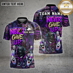 Maxcorners Bowling Shirt Graffiti Never Give Up Multioptions Personalized Name, Team Name Unisex 3D Shirt (4 Colors)