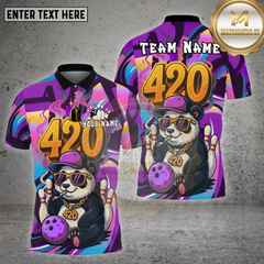 Maxcorners Bowling Chill Panda 420 Smoke Multicolor Options Personalized Name, Team Name Unisex 3D Shirt