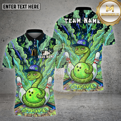 Maxcorners Bowling Snake 420 Strike Smoke Neon Multicolor Options Personalized Name, Team Name Unisex 3D Shirt