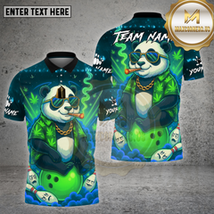 Maxcorners Bowling Panda 420 Smoking Neon Multicolor Options Personalized Name, Team Name Unisex 3D Shirt