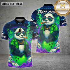 Maxcorners Bowling Panda 420 Smoking Neon Multicolor Options Personalized Name, Team Name Unisex 3D Shirt
