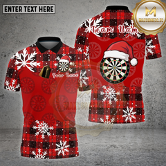 Maxcorners Darts Shirt Plaid Snowflake Dartboard Santa Hat Multi Options Personalized Name, Team Name 3D Shirt