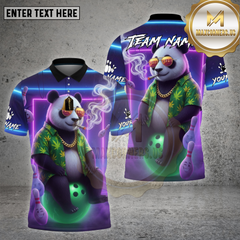 Maxcorners Bowling Panda 420 Retro Neon Glow Multicolor Options Personalized Name, Team Name Unisex 3D Shirt