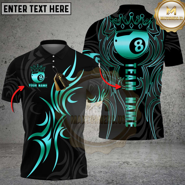 Maxcorners Billiards Shirt Royal Crown Gold 8 Ball Multioptions Personalized Name, Team Name Unisex 3D Shirt