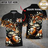 Maxcorners Bowling Tiger Shirt Fierce Animal Design Multicolor Options Personalized Name, Team Name 3D Shirt (4 Colors)
