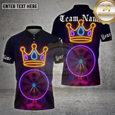 Maxcorners Darts Shirt Neon Dartboard Crown Glow Multioptions Personalized Name, Team Name Unisex 3D Shirt (4 Colors)