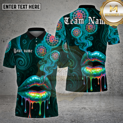 Maxcorners Darts Shirt Neon Lips Smoke Psychedelic Multioptions Personalized Name, Team Name Unisex 3D Shirt (4 Colors)
