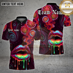 Maxcorners Darts Shirt Neon Lips Smoke Psychedelic Multioptions Personalized Name, Team Name Unisex 3D Shirt (4 Colors)
