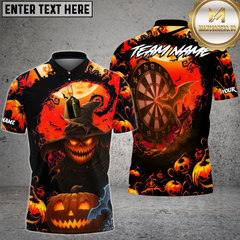 Maxcorners Dart Shirt Halloween Spooky Pumpkin Dartboard Multioptions Personalized Name, Team Name Unisex 3D Shirt (4 Colors)