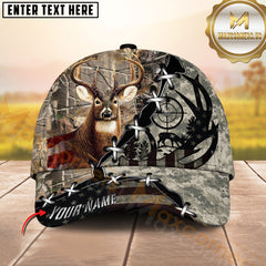 Maxcorners Deer Hunting American Flag Tactical Personalized Name Cap (6 Colors)