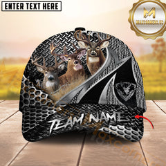 Maxcorners Deer Hunting Metal Mesh Black Silver Custom Name 3D Cap (Deer/Moose/Boar/Duck)