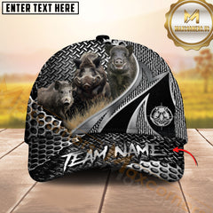 Maxcorners Deer Hunting Metal Mesh Black Silver Custom Name 3D Cap (Deer/Moose/Boar/Duck)
