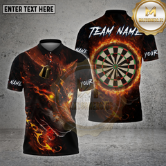 Maxcorners Darts Shirt Wolf Head Fire Eye Dartboard Multioptions Personalized Name, Team Name Unisex 3D Shirt (4 Colors)