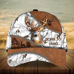 Maxcorners Epic Art Deer Hunting Zip Leather Pattern 3D Multicolor Personalized Cap