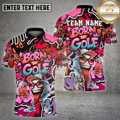 Maxcorners Golf Born To Golf Beer Lover Graffiti Style Multi Options Personalized Name, Team Name 3D Shirt