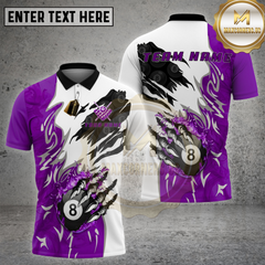 Maxcorners Billiards Shirt Blue Fire 8 Ball Claw Smash Multi Options Personalized Name, Team Name 3D Shirt