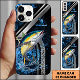 Maxcorners Tuna Splash Water Lightning Stripe Dark Blue Art Personalized Name Phone Case