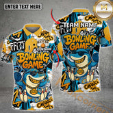 Maxcorners Bowling Shirt Funny Shark Graffiti Style Bowling Game Multicolor Options Personalized Name, Team Name 3D Shirt (4 Colors)