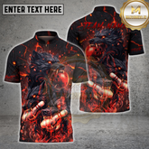 Maxcorners Bowling Wolf Fire Shirt Fierce Wolf Strike Ball Design Multicolor Options Personalized Name, Team Name 3D Shirt (4 Colors)