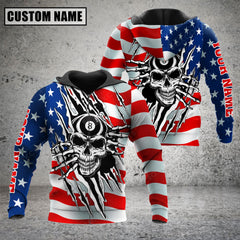 Maxcorners Billiards Skull US Flag 3D All Over Printed Clothes