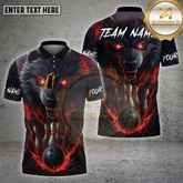 Maxcorners Bowling Shirt Werewolf Eyes Thunder Bowling Ball Multicolor Options Personalized Name, Team Name 3D Shirt (4 Colors)