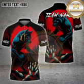 Maxcorners Bowling Shirt Werewolf Eyes Moon Bowling Ball Multicolor Options Personalized Name, Team Name 3D Shirt (4 Colors)