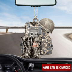 Maxcorners Military Uniform - Boots & Hat - Personalized Flat Acrylic Ornament