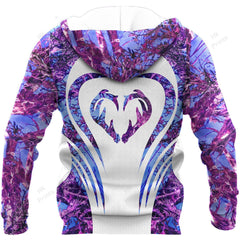 Maxcorners Heart Shape Dear Horns Purple Camouflage Hunting Apparels
