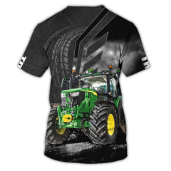 Maxcorners Black Tractor Shirt Truck Driver Shirts Tractor 3D T-Shirt